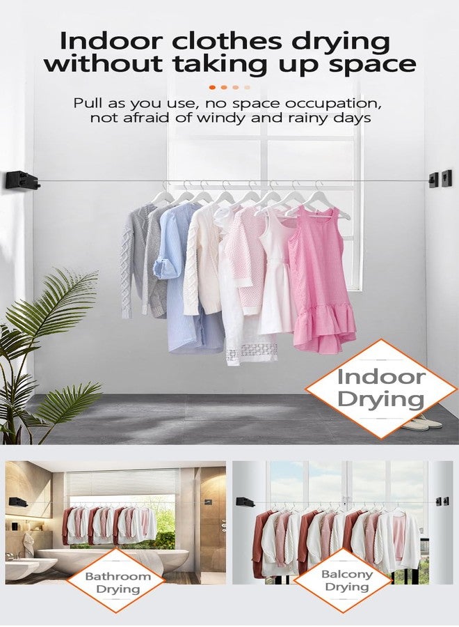 ZEBROC Retractable Heavy Duty Double Clothesline for Drying Clothes Indoor Outdoor | Dual 13.8 ft Stainless Steel Ropes | Wall Mounted or No-Drill Laundry Drying Rack for Balcony(Dual Liner White) - Image 5